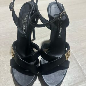 Dolce & Gabbana Black and Gold Strappy Heels
